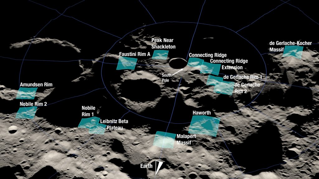 Kiválasztották a holdraszállás lehetséges helyszíneit az Artemis-program számára