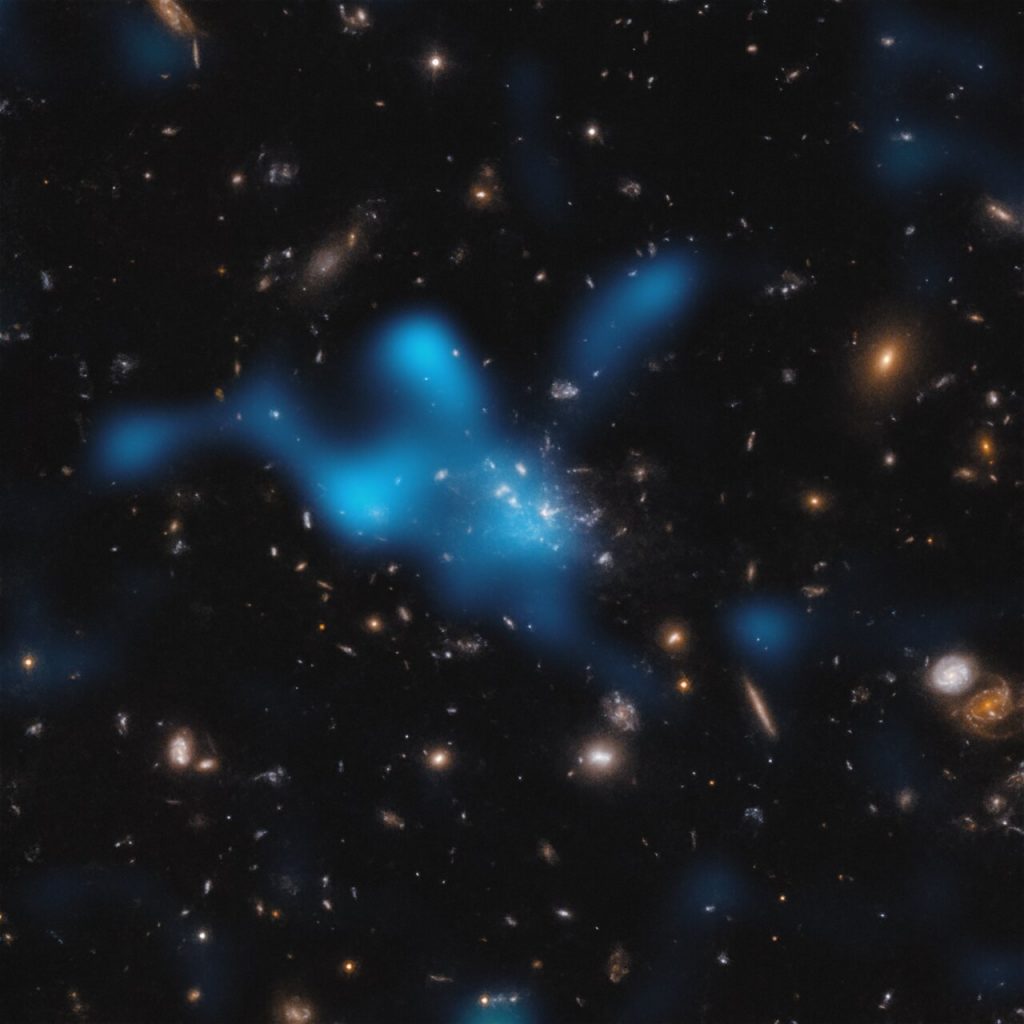 Ősi galaxishalmaz születik a Hubble és az ESO felvételein