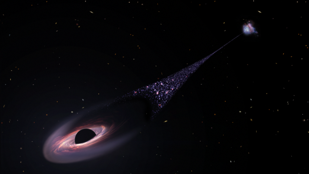 A Tejútrendszertől is nagyobb csillagcsíkot húz maga után egy elszabadult óriási fekete lyuk