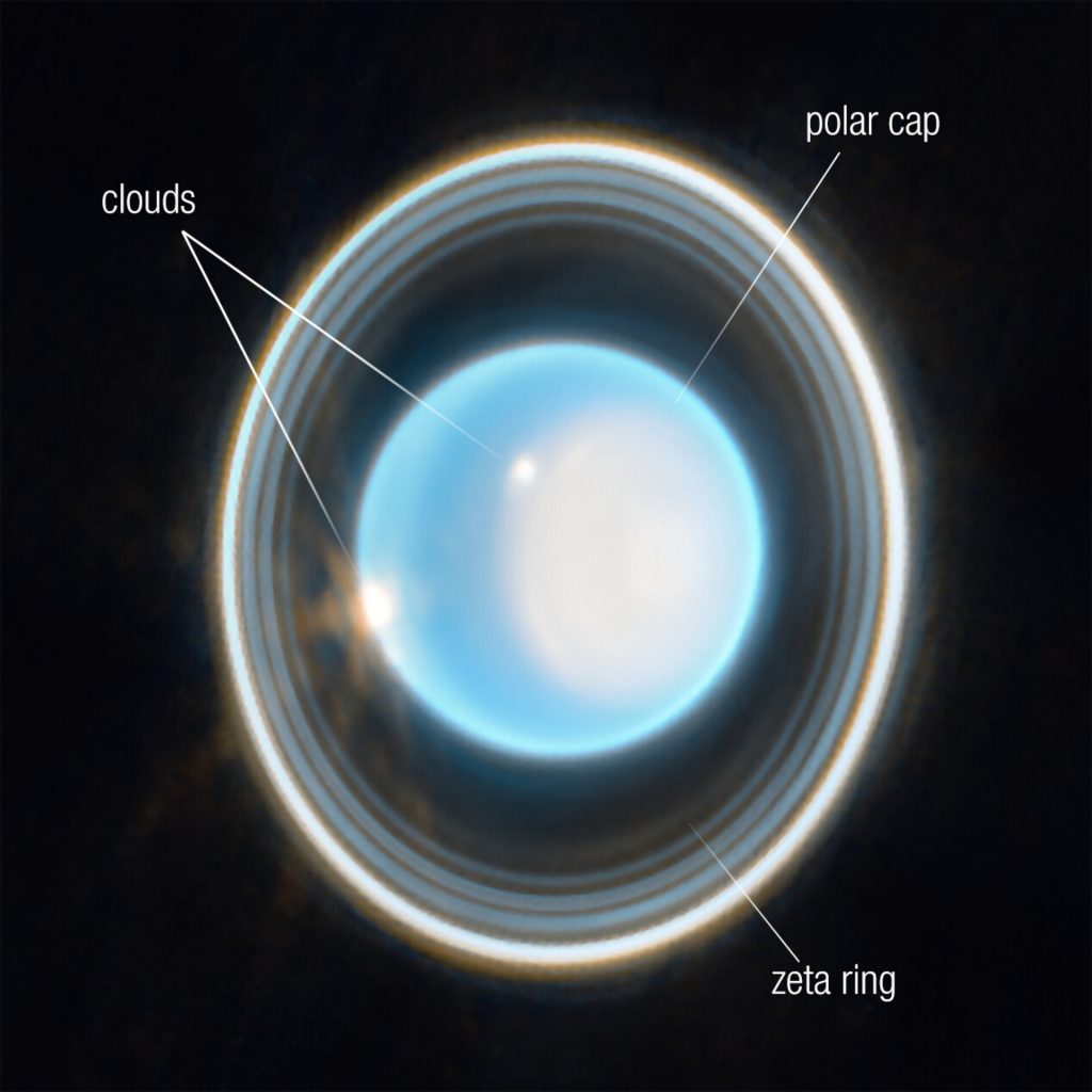 Az Uránusz káprázatos gyűrűrendszere a Webb új felvételén