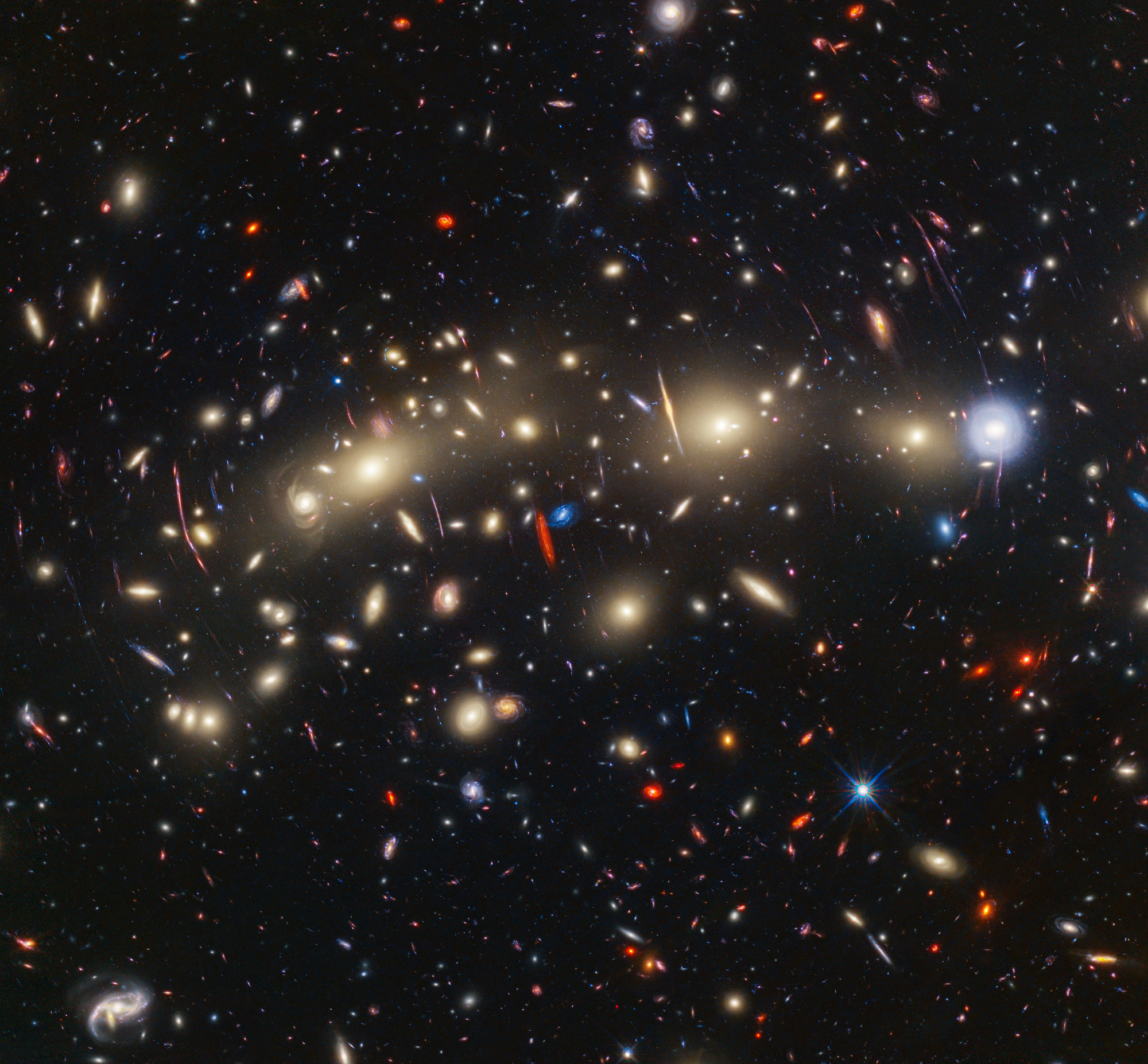 The most colorful group of galaxies in the joint image by James Webb and Hubble